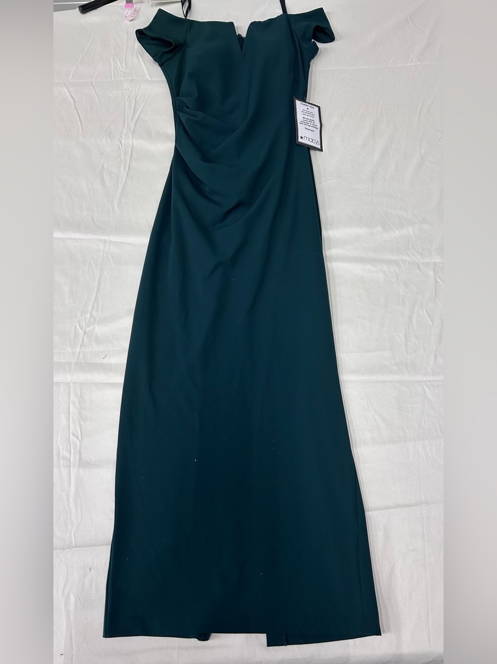 NWT Xscape Off Shoulder Back Slit Dress